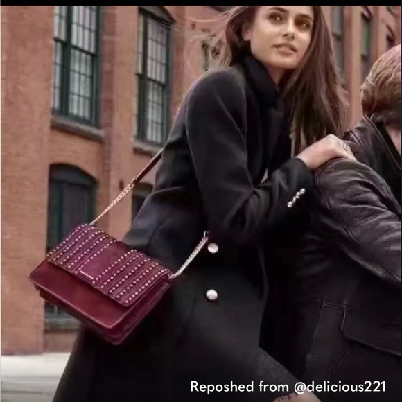 Michael Kors Burgundy Brooklyn Grommet Crossbody with Gold Accents - Picture 1 of 15